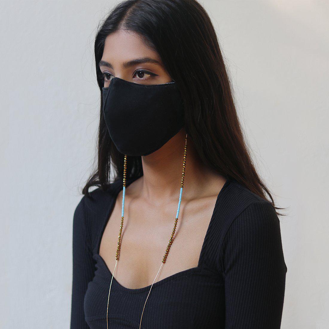 METALLIC BEADED MASK & SUNGLASS CHAIN