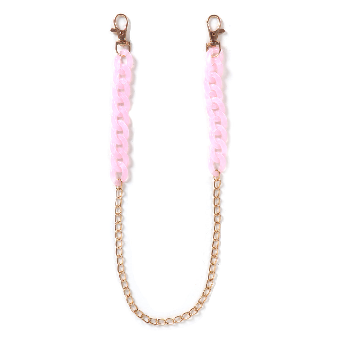 METALLIC GOLD-TONED CHAIN-LINK MARBLE PINK ACRYLIC MASK CHAIN OR SUNGLASS CHAIN