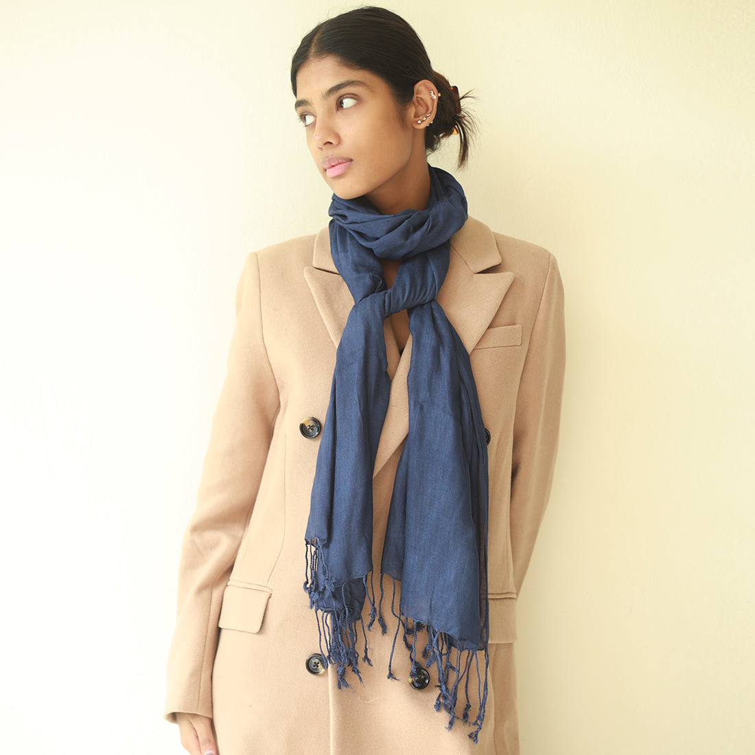 Contemporary Solid Blue Modal Scarf
