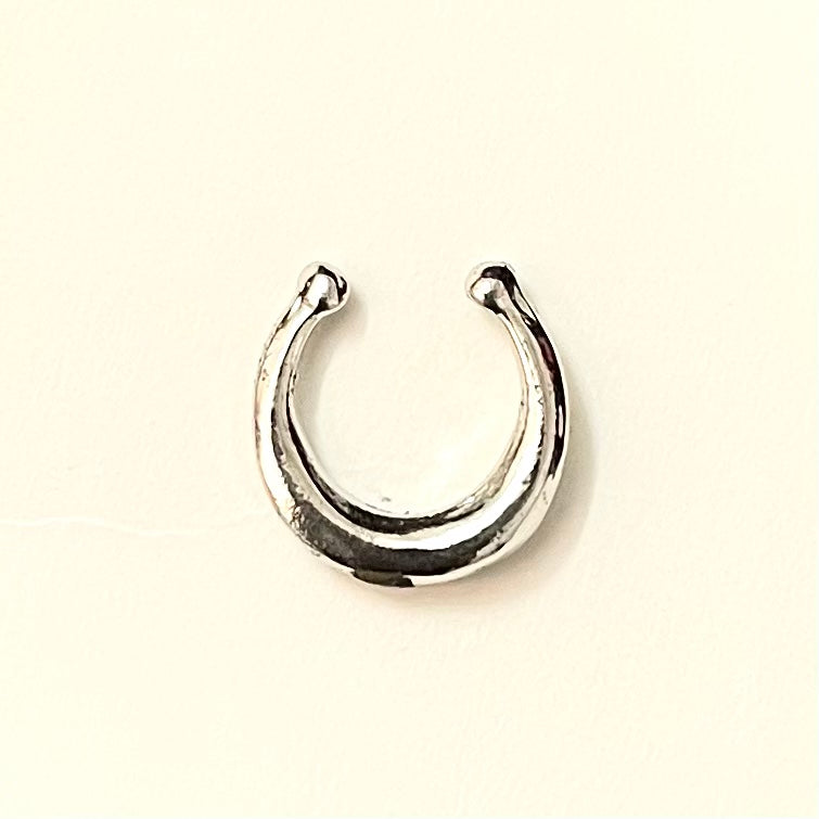 SET OF TWO SEPTUM PIERCING PRESS SILVER-TONED NOSE RING
