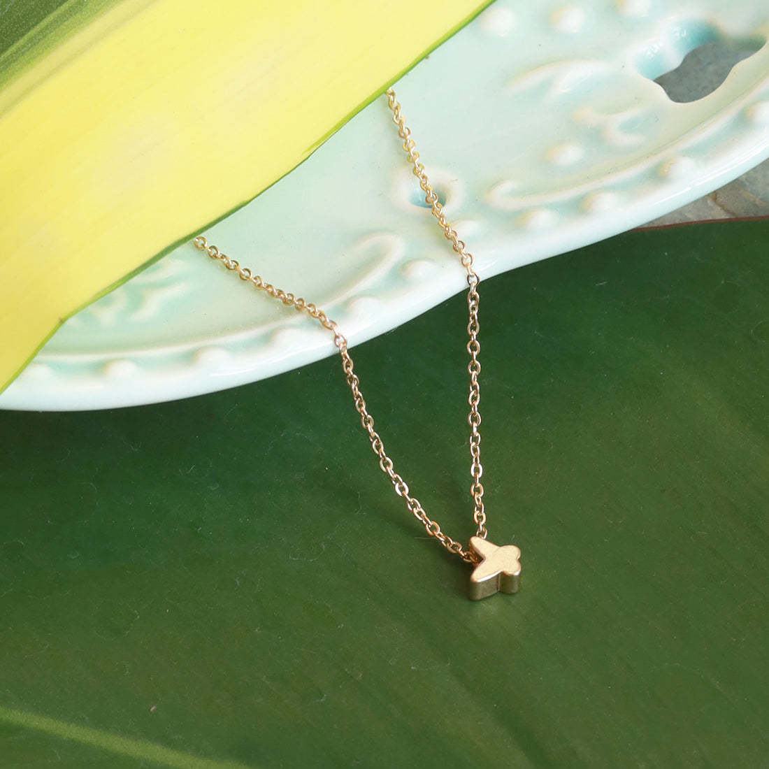 Butterfly Mini Pendant Gold-Toned Dainty Necklace