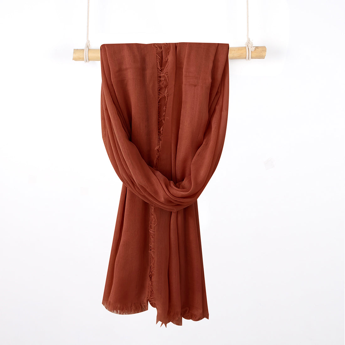 CONTEMPORARY SOLID BROWN SOFT POLYESTER SCARF