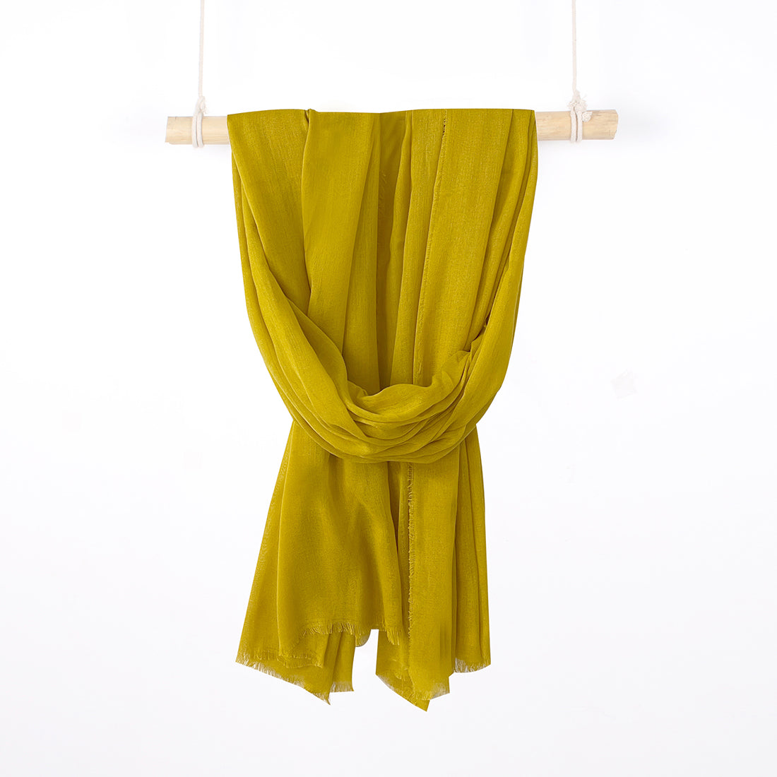 CONTEMPORARY SOLID YELLOW SOFT POLYESTER SCARF