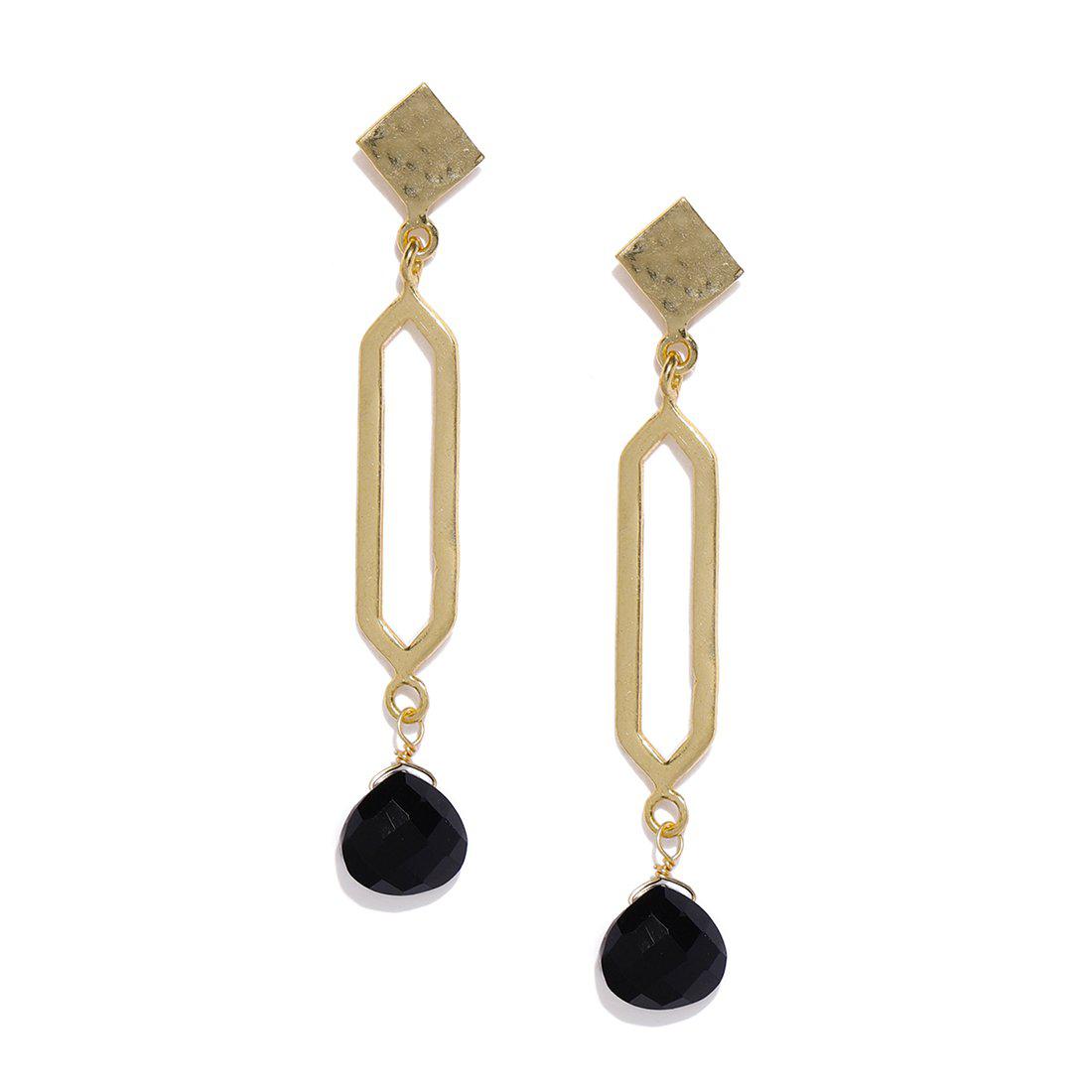 HANDCRAFTED BRASS HAMMERED GEOMETRIC DROP EARRINGS