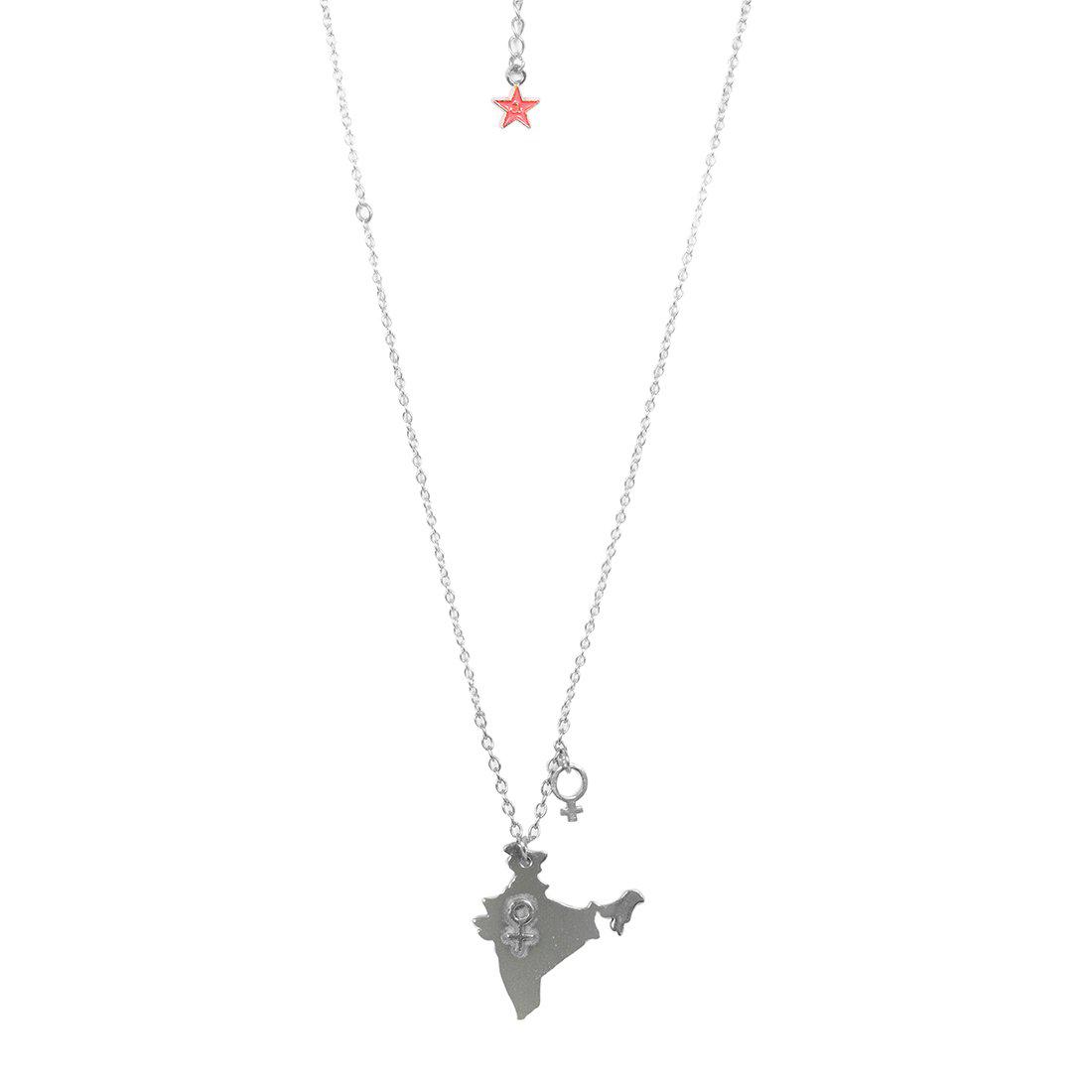 INDIA MAP CHAIN NECKLACE WITH GIRL CHARM