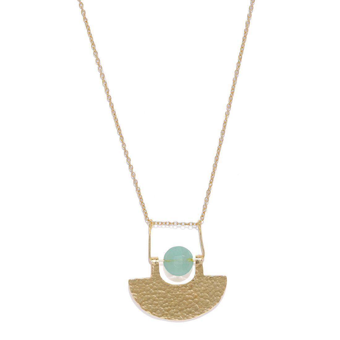 HANDCRAFTED BRASS HAMMERED GEOMETRIC PENDANT NECKLACE