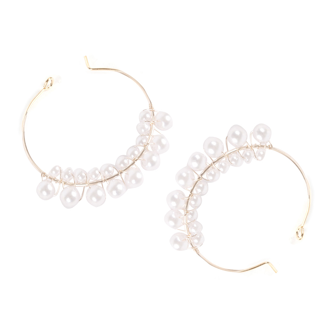 OVERSIZED PEARL STUDDED GOLD-TONED CIRCULAR HOOP EARRINGS