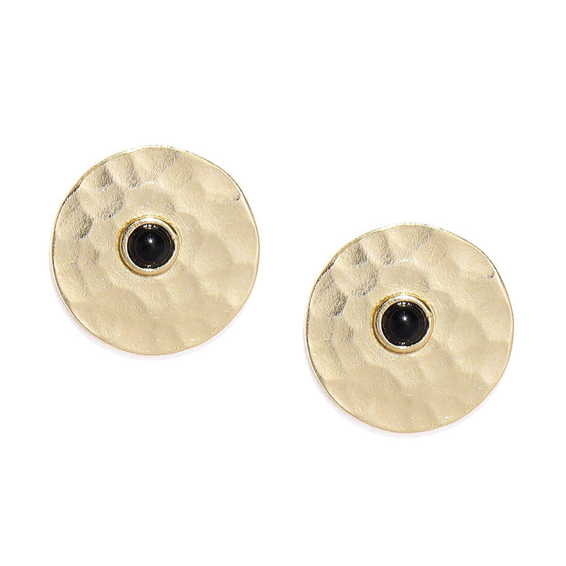 HANDCRAFTED BRASS HAMMERED GEOMETRIC STUD EARRINGS