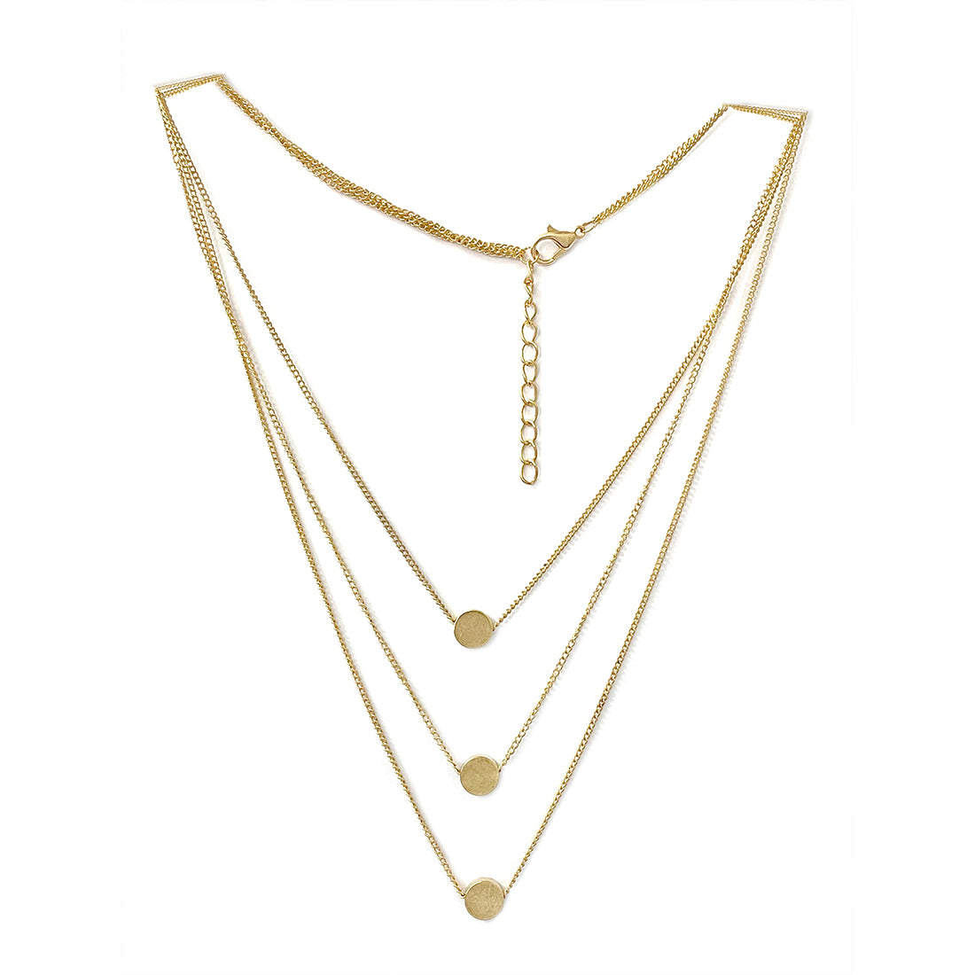 CIRCLE PENDANT STATEMENT GOLD-TONED LAYERED NECKLACE
