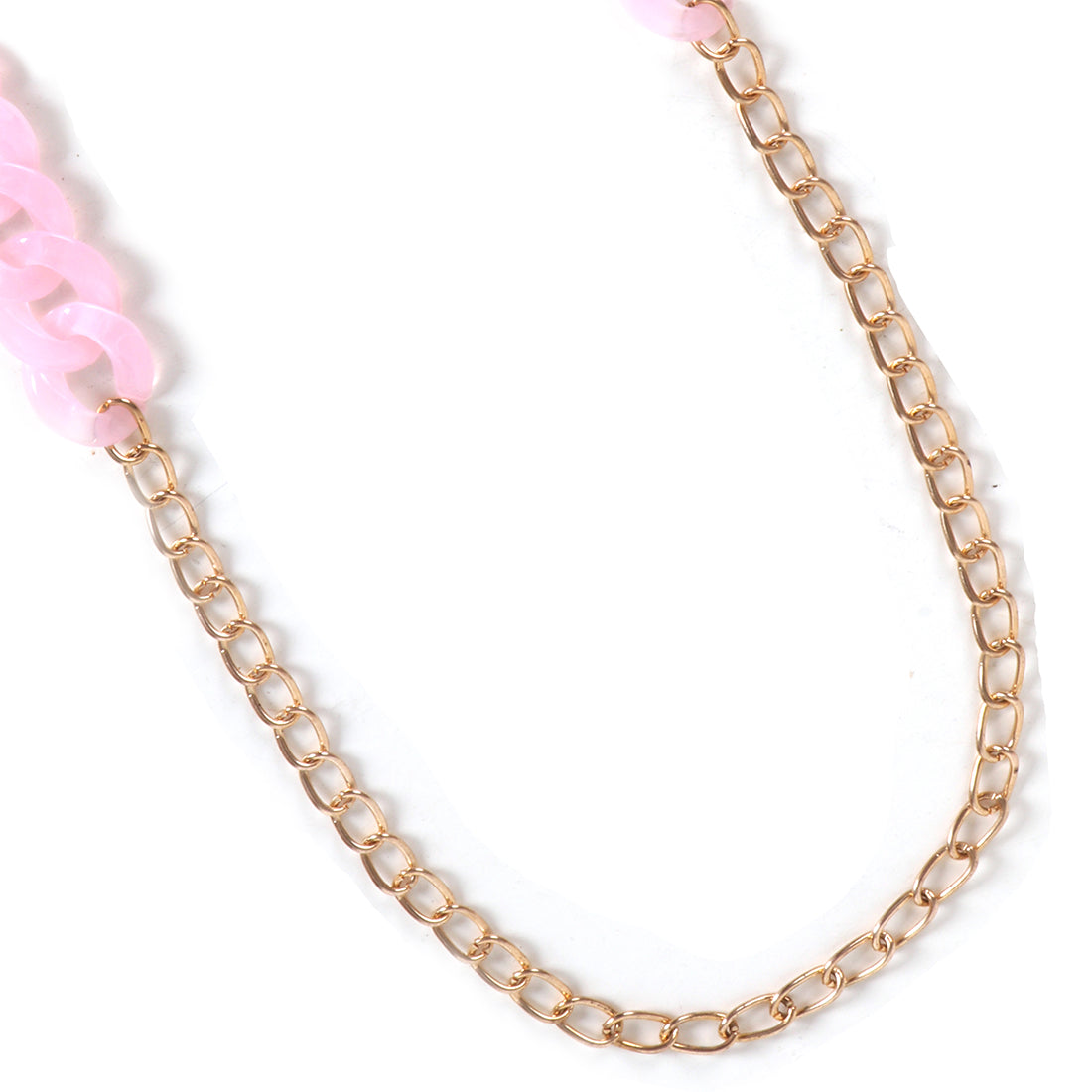METALLIC GOLD-TONED CHAIN-LINK MARBLE PINK ACRYLIC MASK CHAIN OR SUNGLASS CHAIN