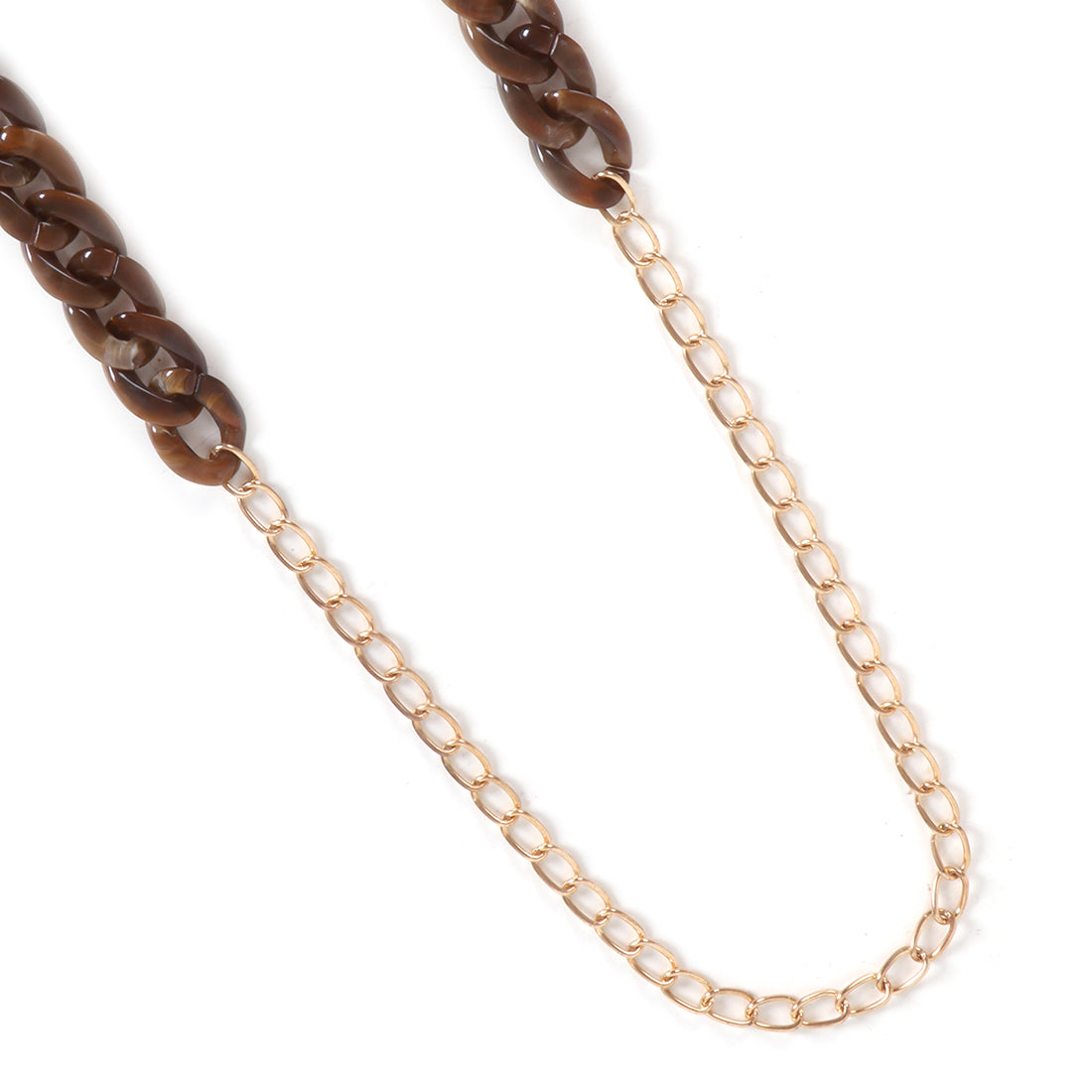 METALLIC GOLD-TONED CHAIN-LINK MARBLE BROWN ACRYLIC MASK CHAIN OR SUNGLASS CHAIN