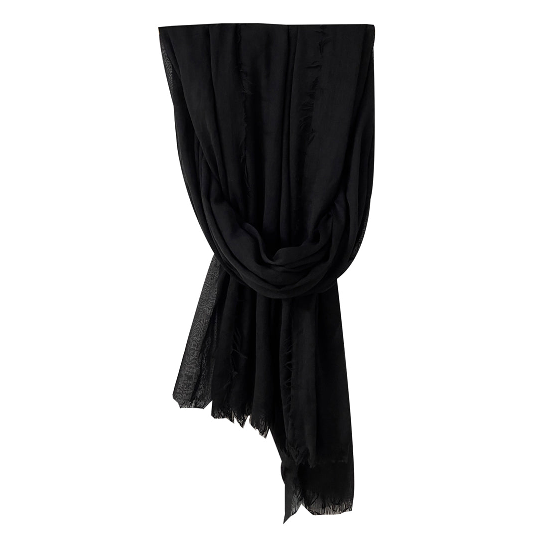 CONTEMPORARY SOLID BLACK SOFT POLYESTER SCARF