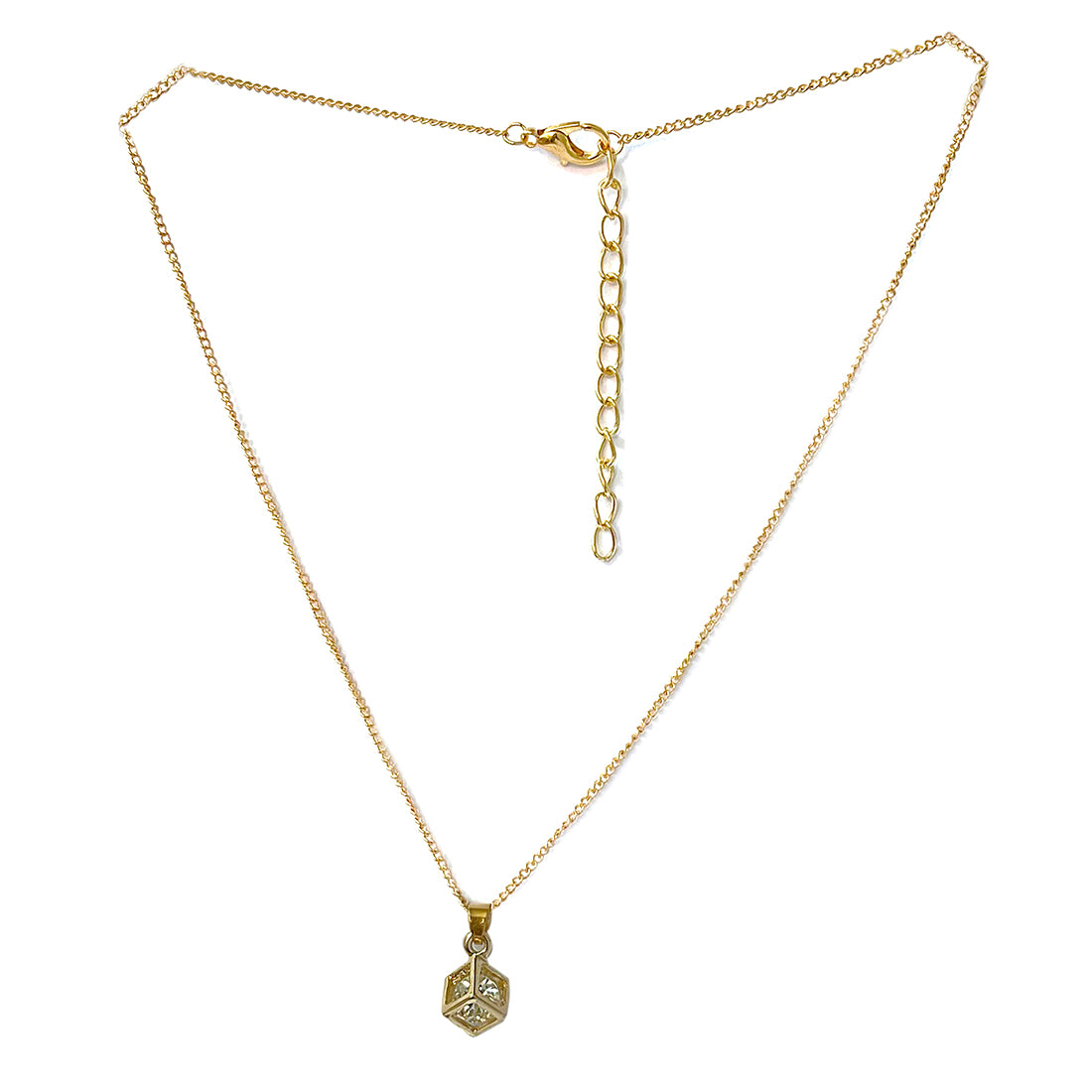 Cube Diamante Mini Pendant Gold-Toned Dainty Necklace