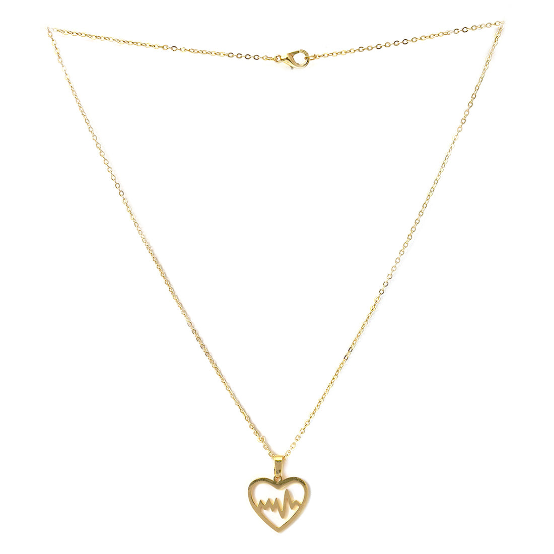 SET OF TWO HEARTBEAT GOLD-TONED PENDANT NECKLACE & EARRINGS SET