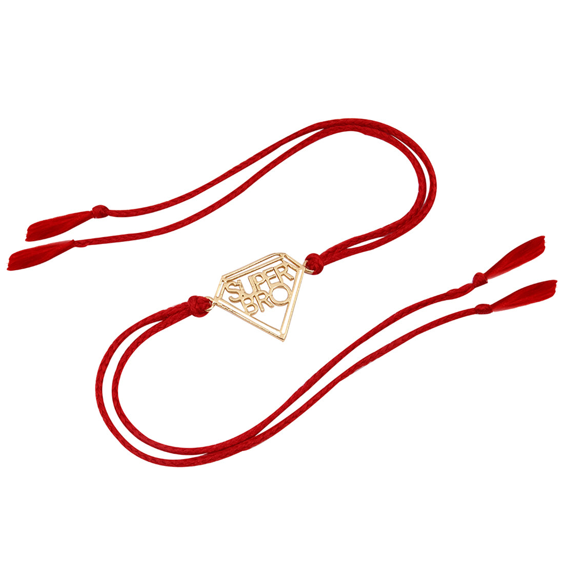 HANDCRAFTED GOLD-PLATED BRASS SUPER BRO STATEMENT RAKHI WITH ADJUSTABLE TIE THREAD