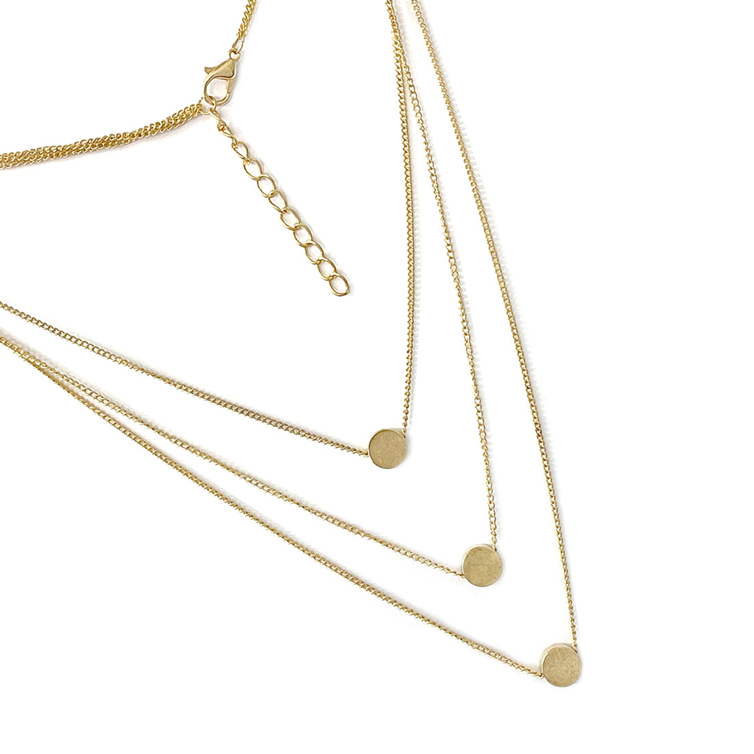 CIRCLE PENDANT STATEMENT GOLD-TONED LAYERED NECKLACE
