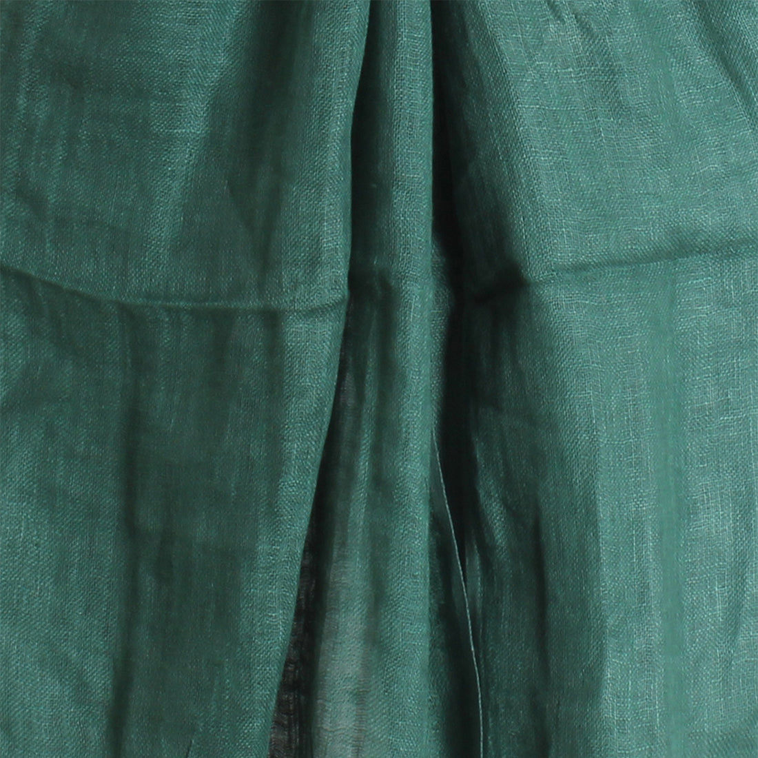 CONTEMPORARY SOLID GREEN LINEN FRINGE SCARF