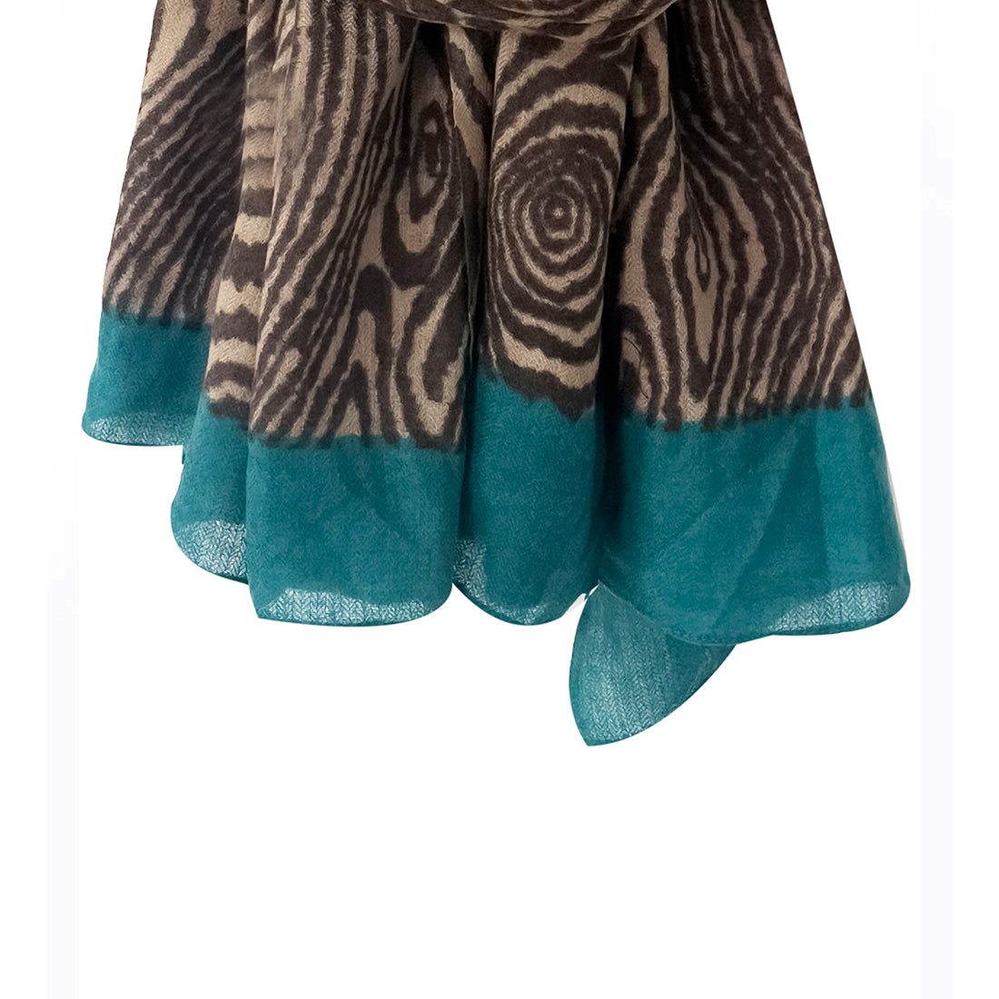 Contemporary Brown & Teal Abstract Printed Acrylic Winter Scarf