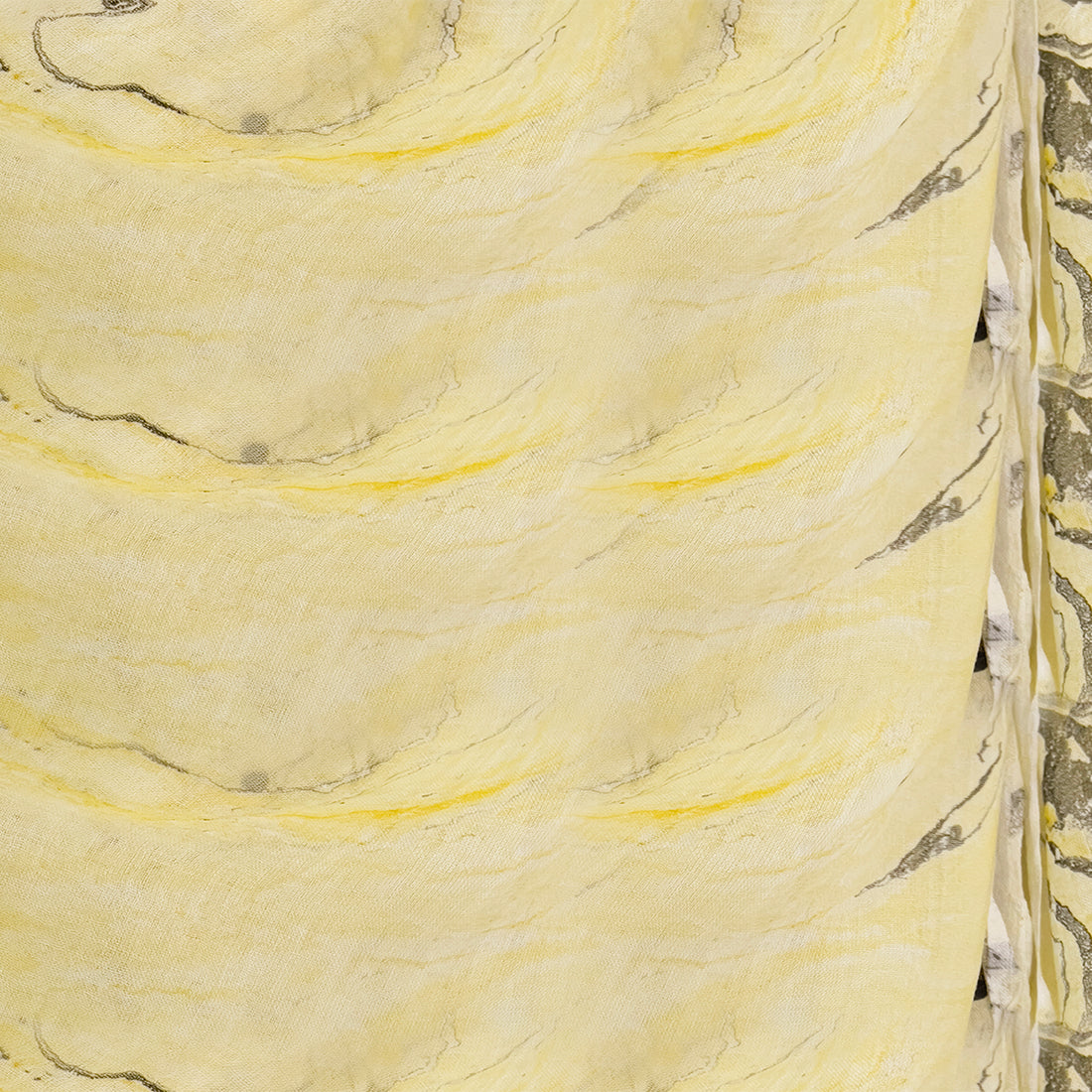 Yellow & Grey Marble Printed Multicolor Tassel Modal Scarf