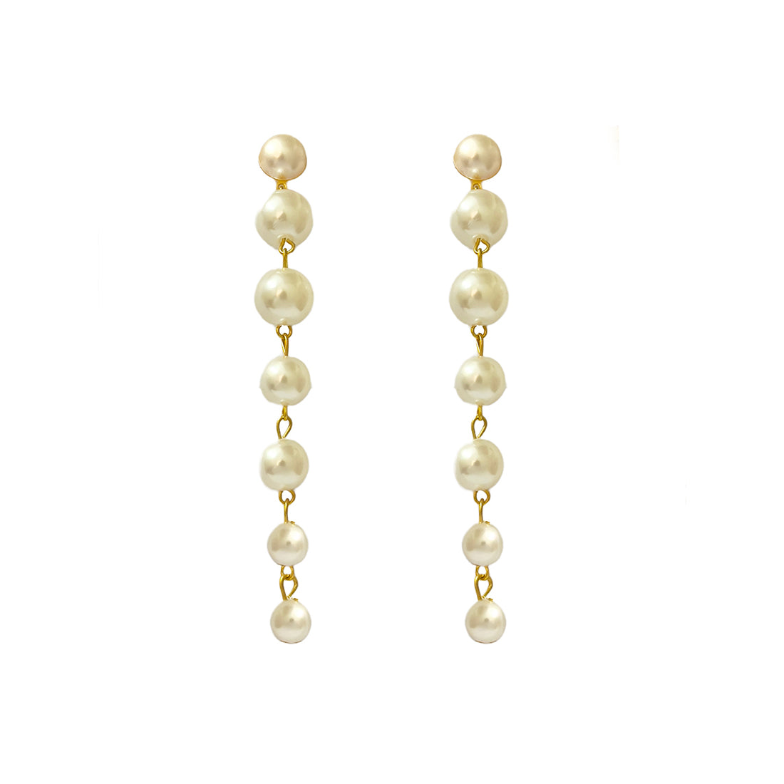 Pearl Charms Gold-Toned Double Layered Necklace & Pearl Drop Earrings