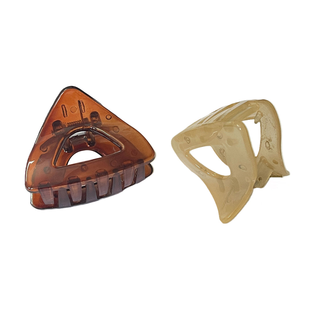 Set Of Two Classic Brown & Beige Translucent Claw Clutch Clips