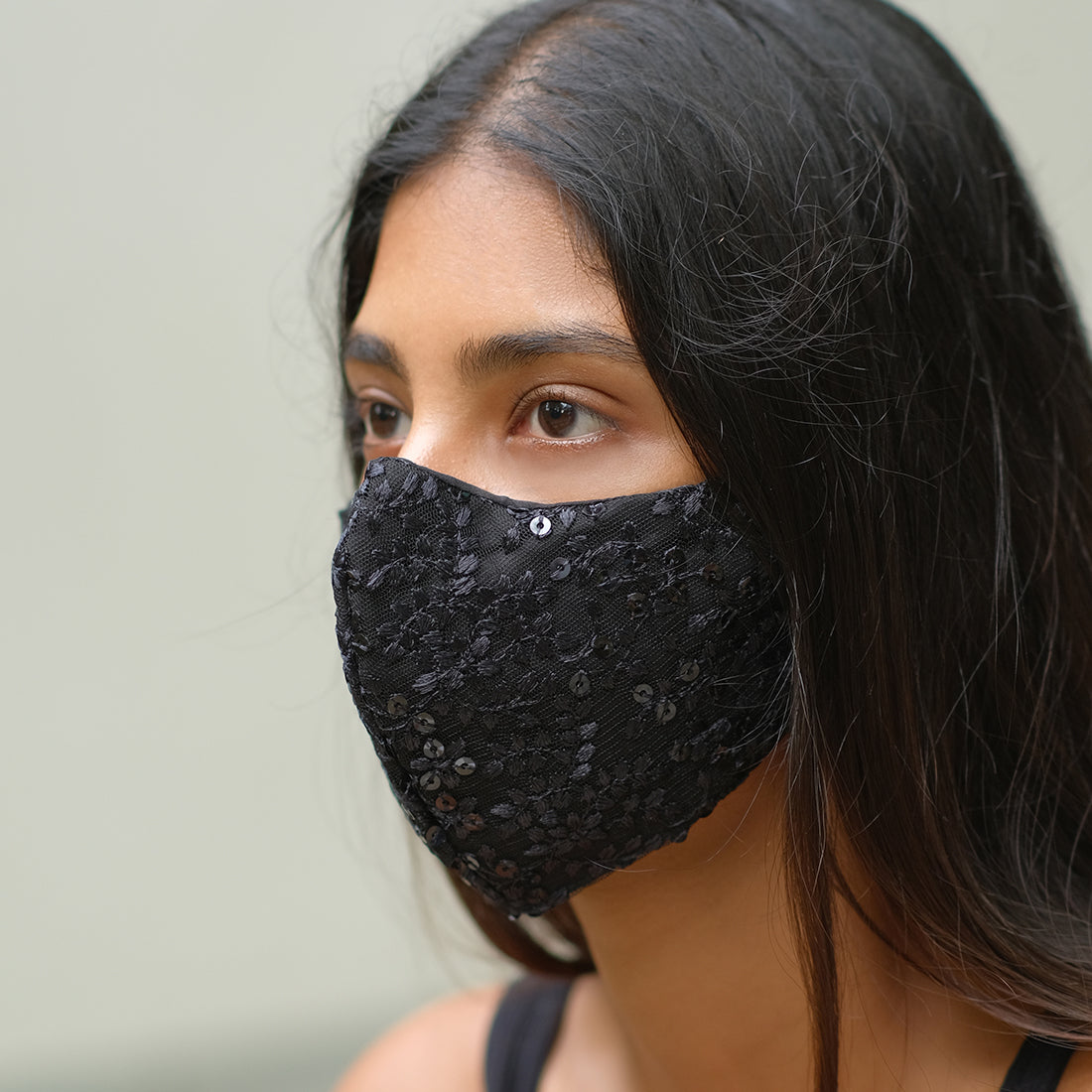 EMBROIDERED SEQUIN REUSABLE MASK WITH SITRA CERTIFIED FILTER