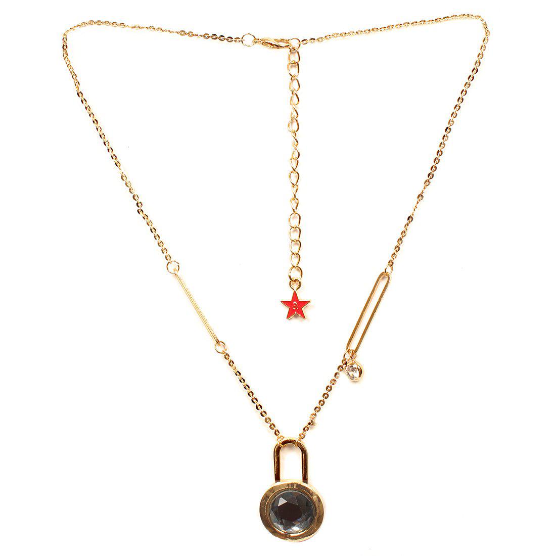 STATEMENT ASYMMETRIC LOCK PENDANT CHAIN NECKLACE