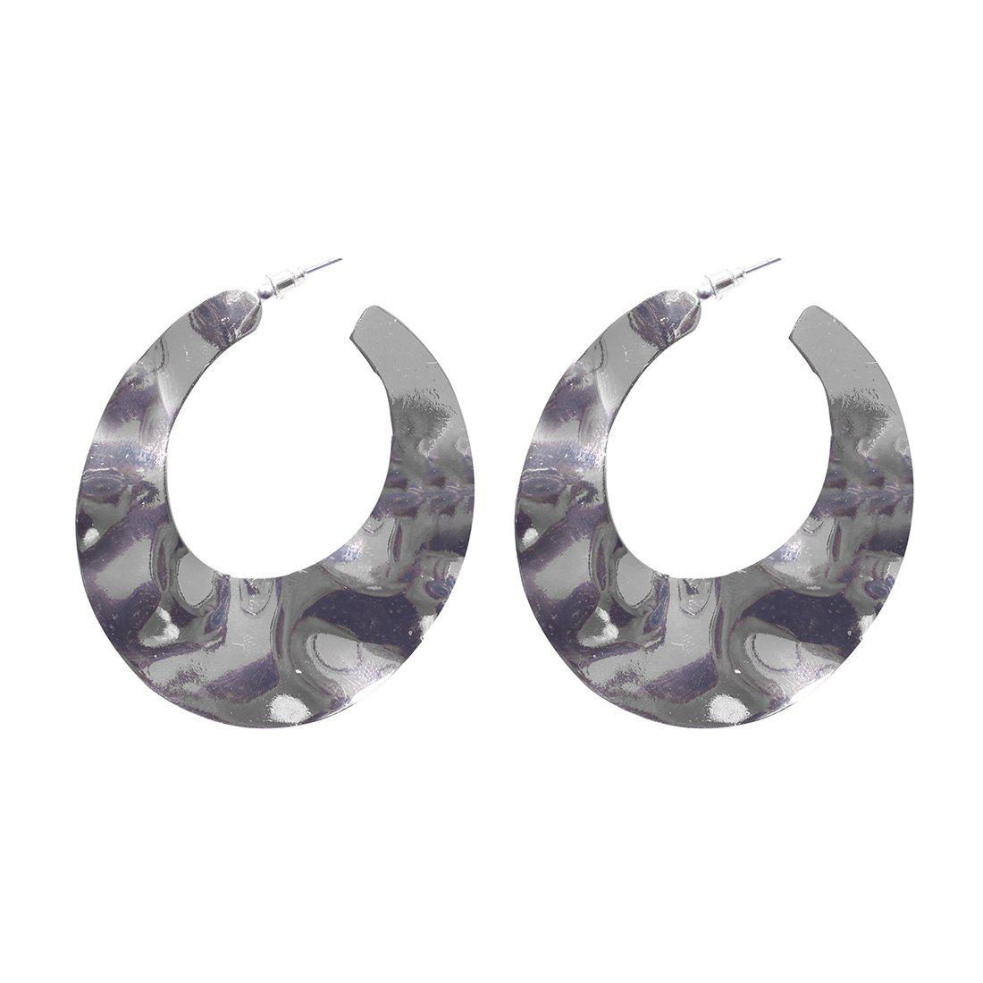OVERSIZED CHUNKY HAMMERED STATEMENT HOOP EARRINGS