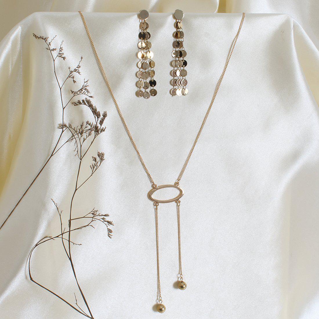 AYESHA METALLIC GOLD HOLLOW OVAL LINK FAUX PEARL PENDANT DROP WESTERN NECKLACE FOR GIRLS, WOMEN