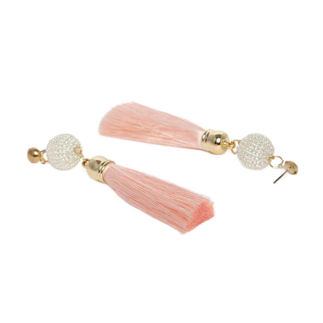 Set of 2 Red & Pink Tassel Drop Earrings
