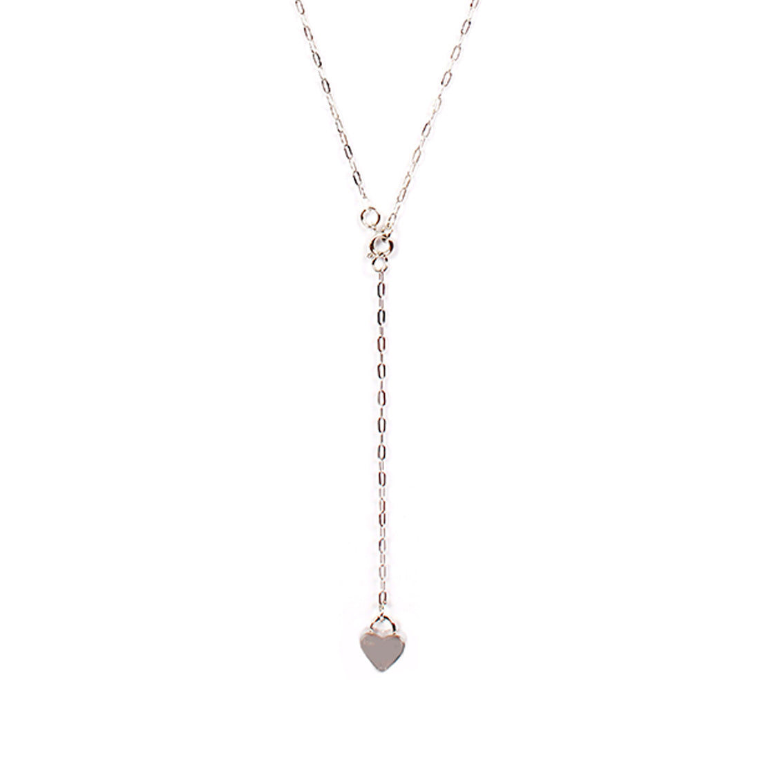 DAINTY SILVER-TONED HEART DROP PENDANT CHAIN-LINK NECKLACE