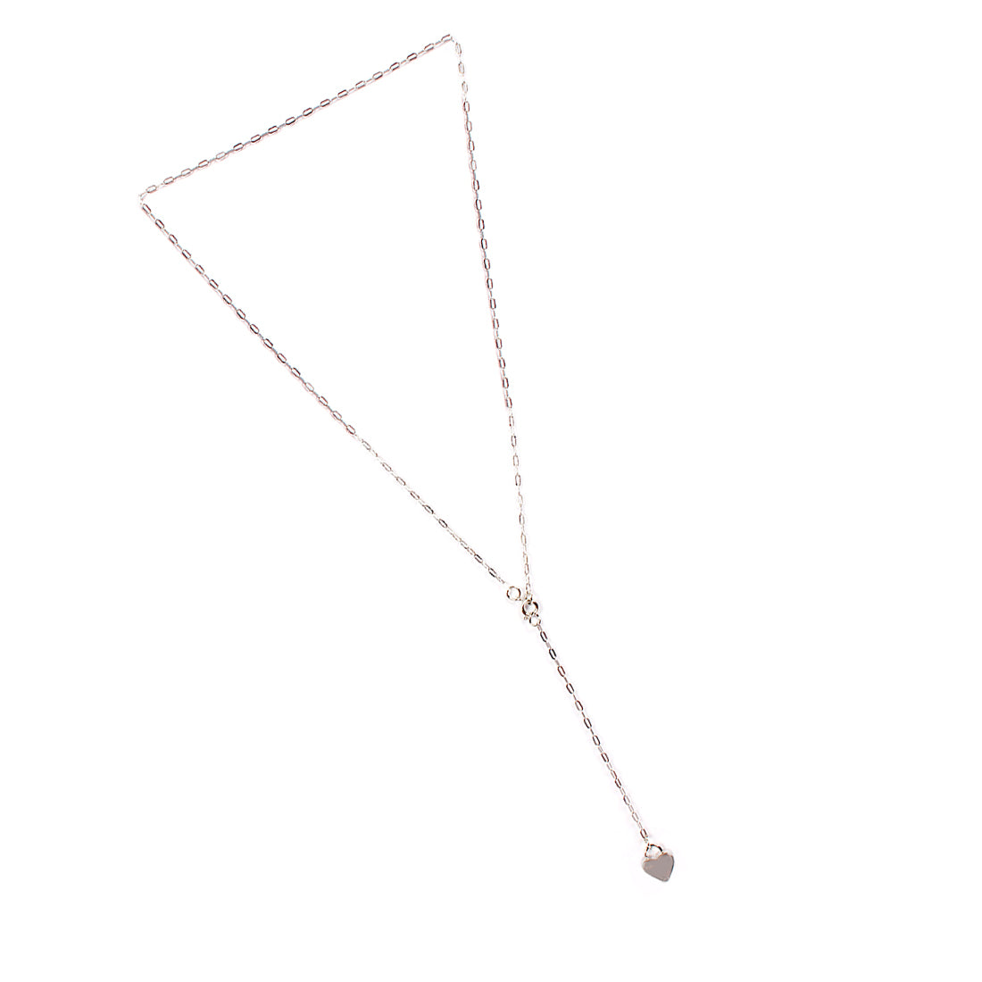 DAINTY SILVER-TONED HEART DROP PENDANT CHAIN-LINK NECKLACE