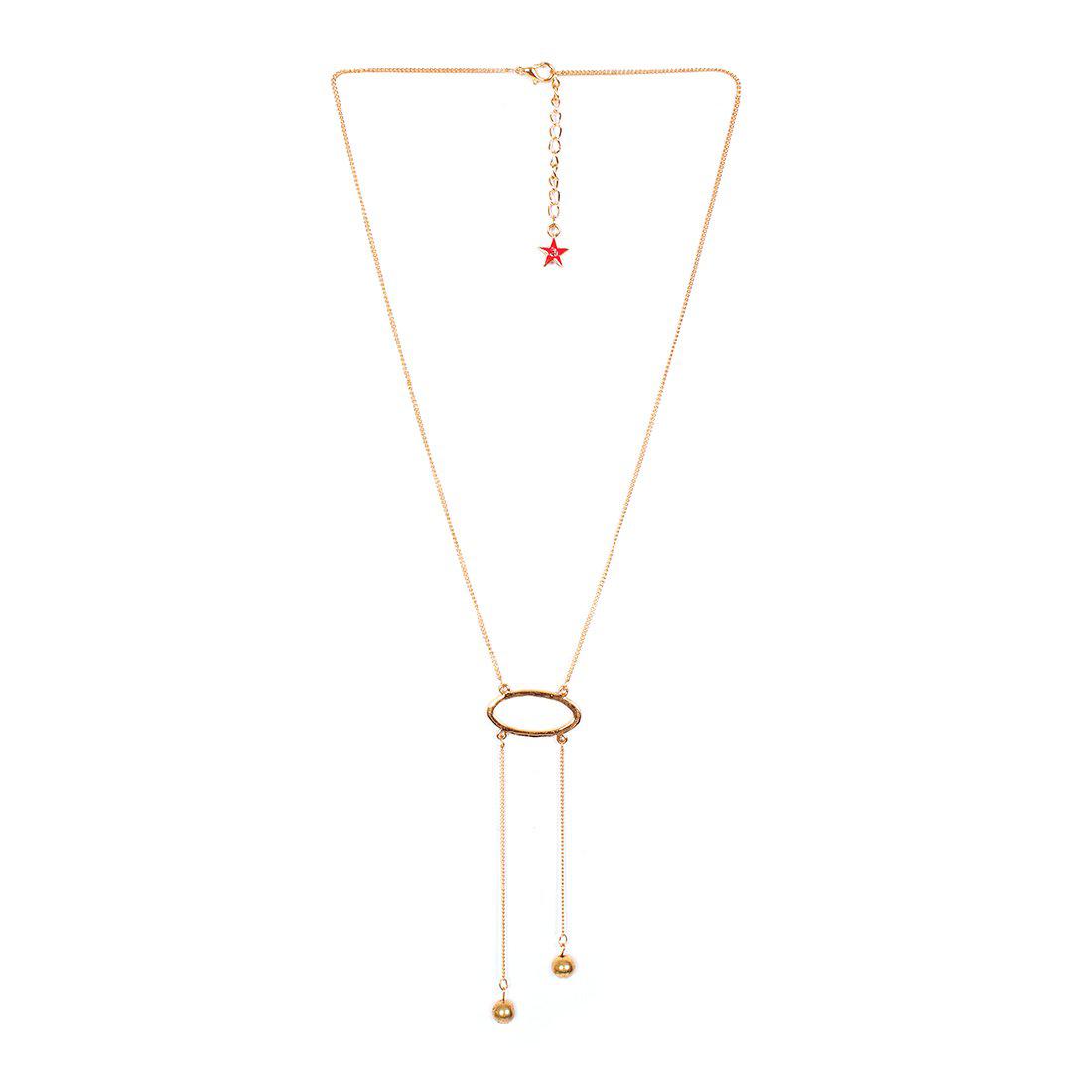 AYESHA METALLIC GOLD HOLLOW OVAL LINK FAUX PEARL PENDANT DROP WESTERN NECKLACE FOR GIRLS, WOMEN