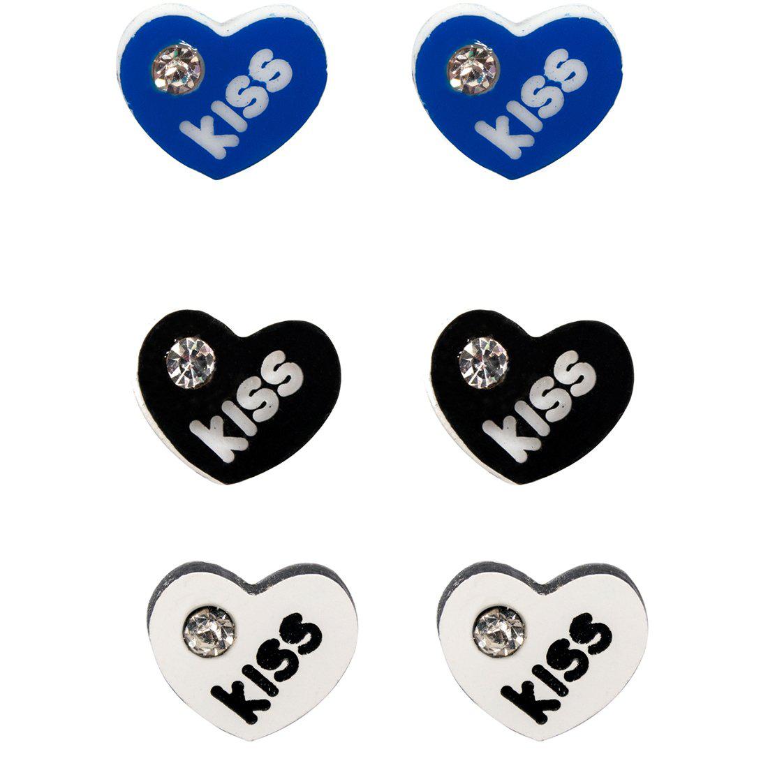 SET OF SIX STUD EARRINGS WITH HEARTS