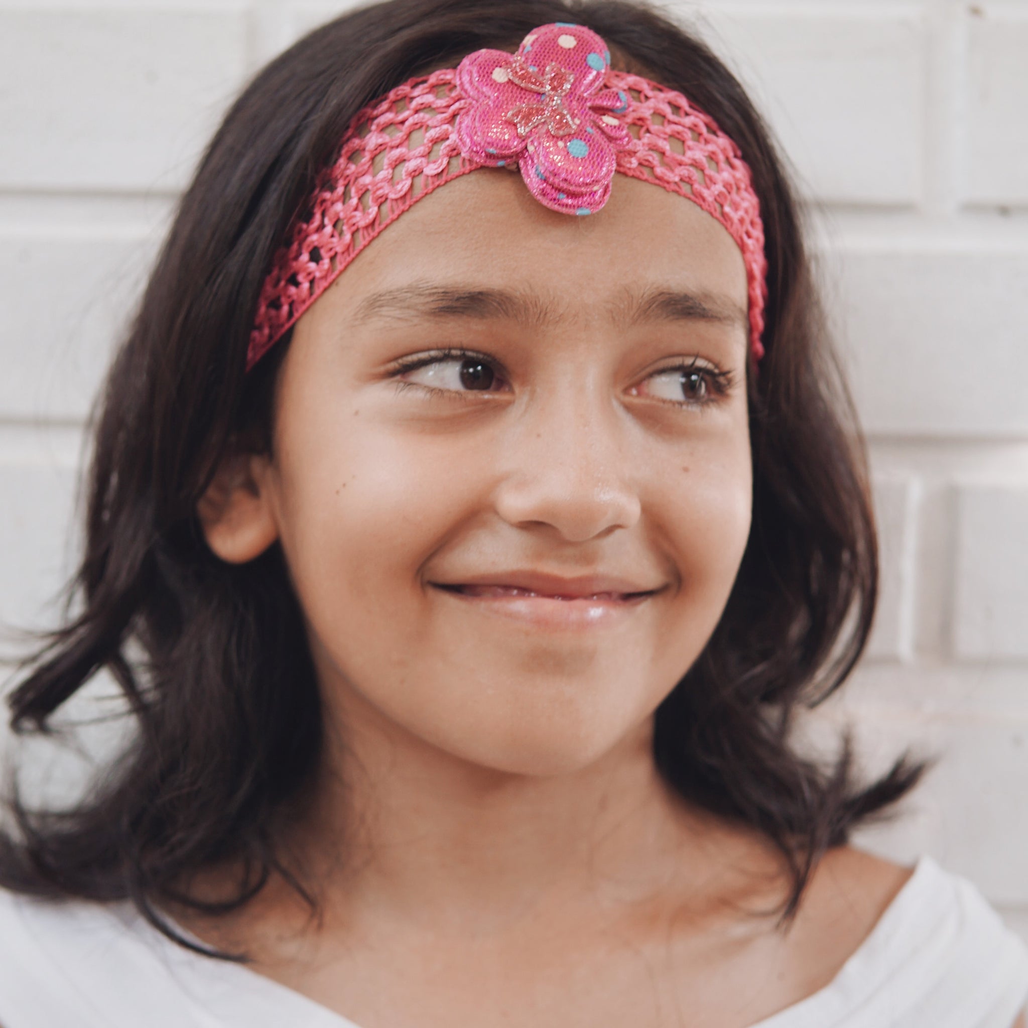 CROCHET SHIMMERY HAIR BAND WITH BUTTERFLY CHARM