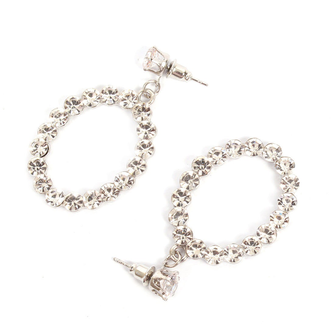 CONTEMPORARY OVAL DIAMANTÉ STUDDED DROP EARRINGS